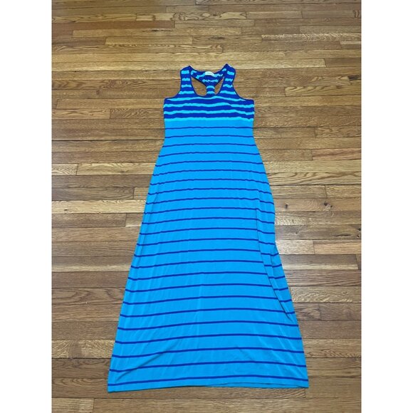 Calvin Klein Blue Striped Maxi Dress Women's Size 8 Sleeveless Sundress - Picture 1 of 4
